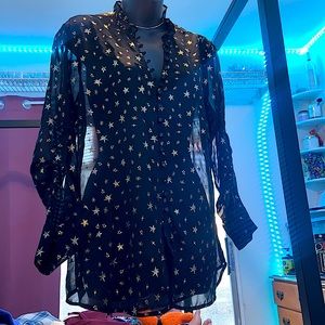 Express Slim Fit Sheer Star Button Up